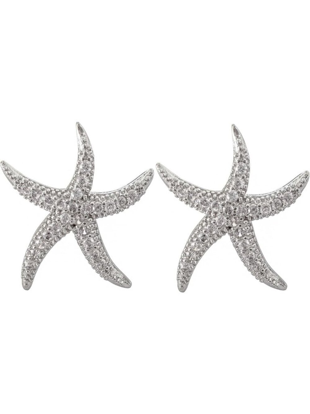 Cute Starfish Earrings | 925 Sterling Silver | Zirconia Studs | White Gold